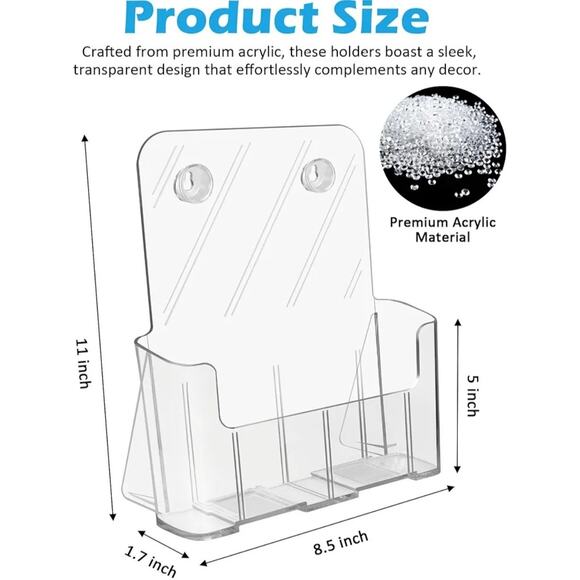 Acrylic Brochure Holder 8.5 x 11 inch, Plastic Clear Literature Holders Rack 4pk - Picture 2 of 5